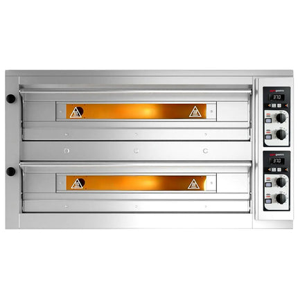 GGM Gastro Lò Pizza Tầng Điện - Tầng Đôi - Đáy Đá Chịu Lửa - 9+9 x Ø33cm (33 cm) - Đến 400°C