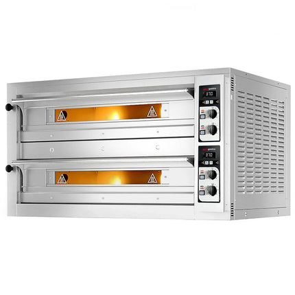 GGM Gastro Lò Pizza Tầng Điện - Tầng Đôi - Đáy Đá Chịu Lửa - 9+9 x Ø33cm (33 cm) - Đến 400°C
