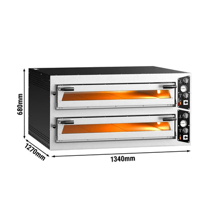 GGM Gastro Lò Pizza Tầng Điện - Tầng Đôi - Đáy Đá Chịu Lửa - 9+9 x Ø35cm (35.1 cm) - Đến 450°C