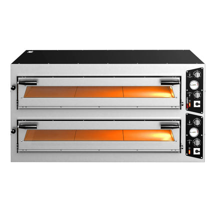 GGM Gastro Lò Pizza Tầng Điện - Tầng Đôi - Đáy Đá Chịu Lửa - 9+9 x Ø35cm (35.1 cm) - Đến 450°C