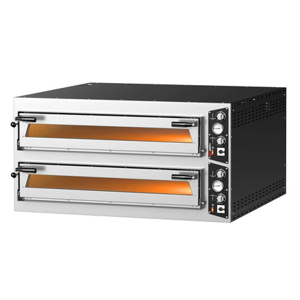 GGM Gastro Lò Pizza Tầng Điện - Tầng Đôi - Đáy Đá Chịu Lửa - 9+9 x Ø35cm (35.1 cm) - Đến 450°C