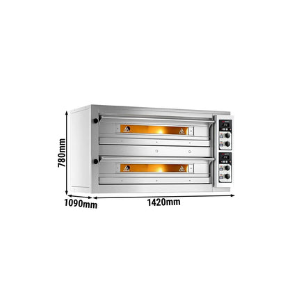 GGM Gastro Lò Pizza Tầng Điện - Tầng Đôi - Đáy Gạch Chịu Lửa - 6+6 - Ø33cm (33 cm) - Điều Khiển Cơ - Đến 400°C