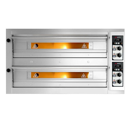 GGM Gastro Lò Pizza Tầng Điện - Tầng Đôi - Đáy Gạch Chịu Lửa - 6+6 - Ø33cm (33 cm) - Điều Khiển Cơ - Đến 400°C