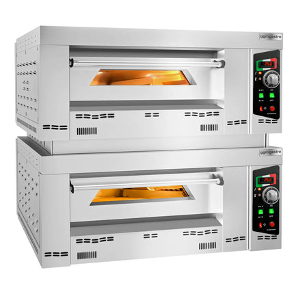 GGM Gastro Lò Pizza Tầng Gas - Tầng Đôi - Đáy Đá Chịu Lửa - 9+9 x Ø34cm (34 cm) - 230V 1 Pha - Điều Khiển Cơ - Đến 450°C
