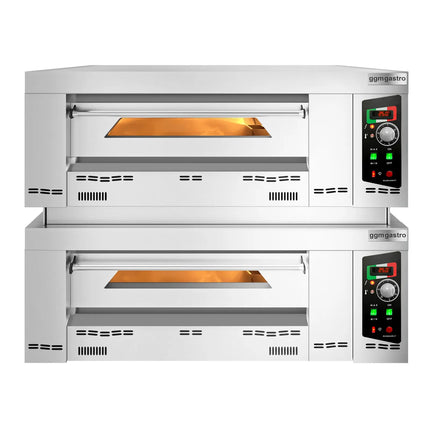 GGM Gastro Lò Pizza Tầng Gas - Tầng Đôi - Đáy Đá Chịu Lửa - 9+9 x Ø34cm (34 cm) - 230V 1 Pha - Điều Khiển Cơ - Đến 450°C