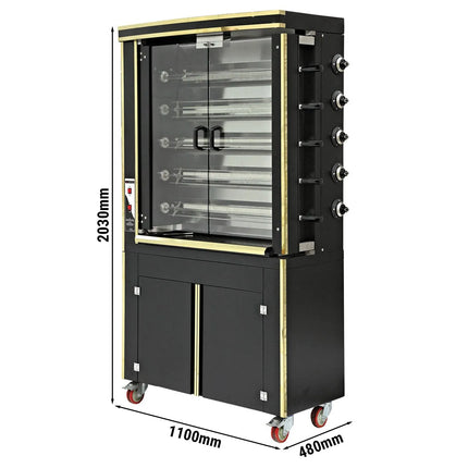 GGM Gastro Lò Quay Gà Điện - 16.5kW - 5 Xiên - Đến 30 Con Gà - Đen