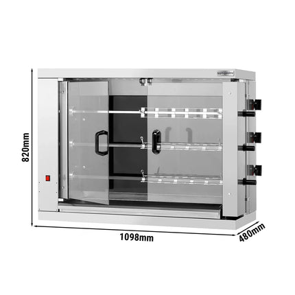 GGM Gastro Lò Quay Gà Điện - Mặt Kính Gốm - 14.4kW - 3 Xiên - Đến 18 Con Gà