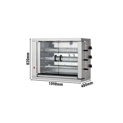GGM Gastro Lò Quay Gà Gas - 16kW - 3 Xiên - Đến 18 Con Gà