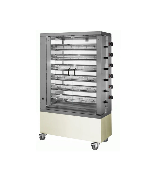 GGM Gastro Lò Quay Gà Gas - 34.8kW - 6 Xiên - Đến 36 Con Gà - Màu Kem