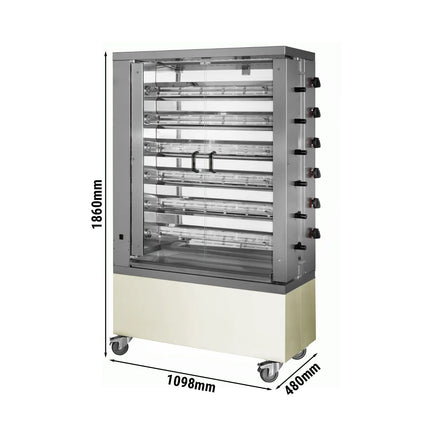 GGM Gastro Lò Quay Gà Gas - 34.8kW - 6 Xiên - Đến 36 Con Gà - Màu Kem