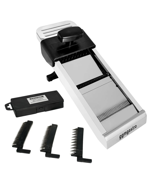 GGM Gastro Mandoline Slicer - with 3 Attachments & Ripple‑Cut Blade - Stainless Steel
