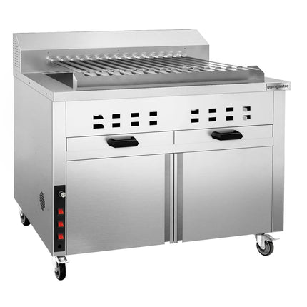 GGM Gastro Mangal Charcoal Grill - 1120mm - for Adana & Shish Kebab - 15 automatic rotating skewers - with cabinet base