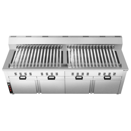 GGM Gastro Mangal Charcoal Grill - 2000mm - with cabinet base - for Adana & Shish Kebab - 30 automatic rotating skewers