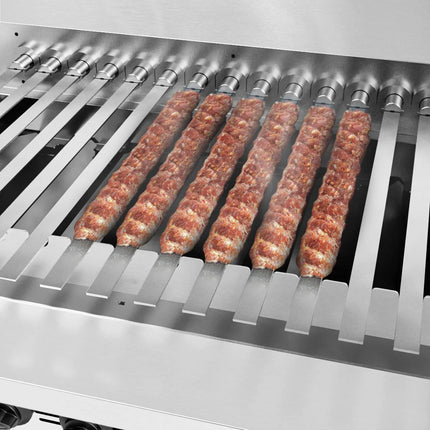 GGM Gastro Mangal Charcoal Grill - 2000mm - with cabinet base - for Adana & Shish Kebab - 30 automatic rotating skewers