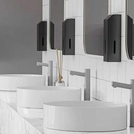 GGM Gastro Manual Soap Dispenser - 1000ml - Stainless steel - Black - wall mounted, manual, push-button, refillable reservoir