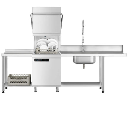 GGM Gastro Máy Rửa Chén Băng Chuyền Hai Lớp Vỏ - 7.1kW - Kèm Bơm Xả - Bơm Hóa Chất Tự Động