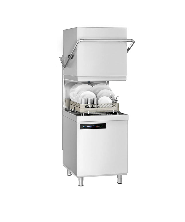 GGM Gastro Máy Rửa Chén Băng Chuyền Hai Lớp Vỏ - Điều Khiển Số - 7.1kW - Kèm Bơm Định Lượng Hóa Chất & Trợ Xả, Bơm Xả