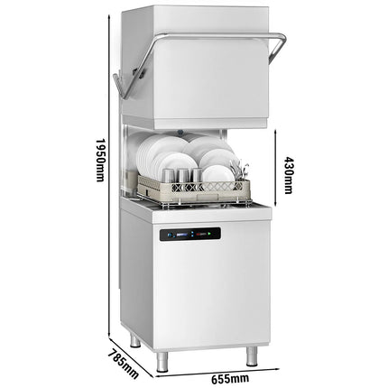 GGM Gastro Máy Rửa Chén Băng Chuyền Hai Lớp Vỏ - Điều Khiển Số - 7.1kW - Kèm Bơm Định Lượng Hóa Chất & Trợ Xả, Bơm Xả