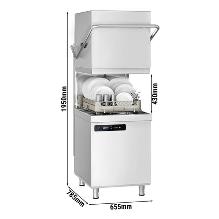 GGM Gastro Máy Rửa Chén Băng Chuyền Hai Lớp Vỏ - Điều Khiển Số - 7.1kW - Kèm Bơm Định Lượng Hóa Chất & Trợ Xả, Bơm Xả