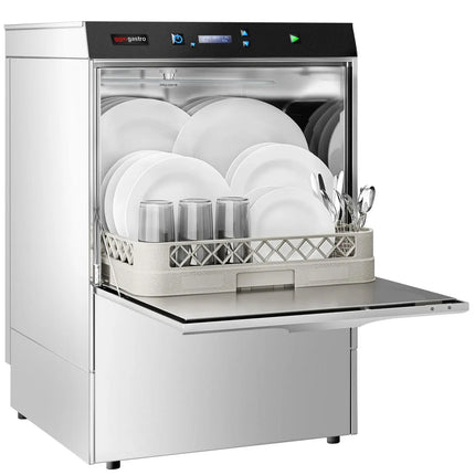 GGM Gastro Máy Rửa Chén Gầm Bàn Hai Lớp Vỏ - Giỏ 500mm - Điều Khiển Số - 3.9kW - Kèm Bơm Xả, Trợ Xả & Hóa Chất