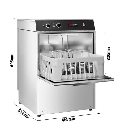 GGM Gastro Máy Rửa Ly Compact - Điều Khiển Cơ - 2.97kW - Kèm Bơm Hóa Chất Tẩy Rửa & Trợ Xả