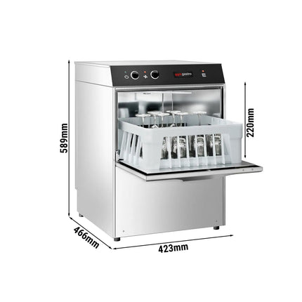 GGM Gastro Máy Rửa Ly Compact Hai Lớp Vỏ - Điều Khiển Cơ - 2.77kW - Kèm Bơm Xả, Bơm Trợ Xả