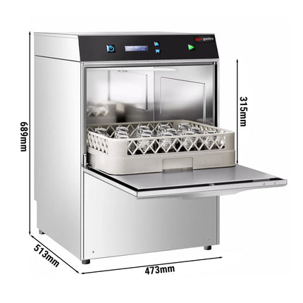 GGM Gastro Máy Rửa Ly Compact Hai Lớp Vỏ - Điều Khiển Số - 2.97kW - Kèm Bộ Làm Mềm Nước Tích Hợp - Bơm Hóa Chất & Trợ Xả