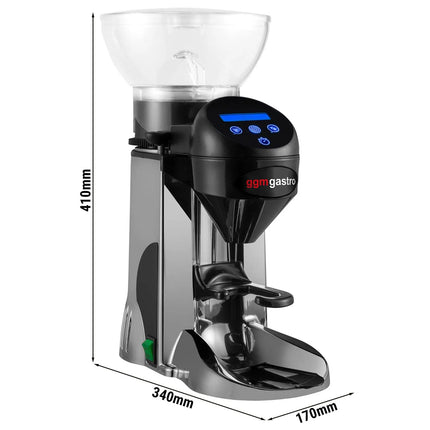 GGM Gastro Máy Xay Cà Phê - 1kg - 77dB - Có Bộ Định Lượng - Bạc