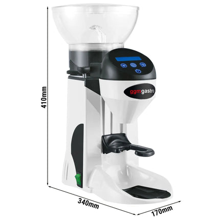 GGM Gastro Máy Xay Cà Phê - 1kg - 77dB - Có Bộ Định Lượng - Trắng