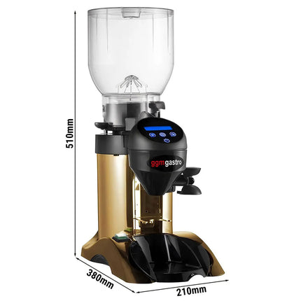 GGM Gastro Máy Xay Cà Phê - 2kg - 63dB - Có Bộ Định Lượng - Vàng Gold