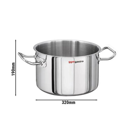GGM Gastro Medium Stock Pot - Stainless Steel - 15L - Ø 320mm - Height: 190mm Induction Compatible