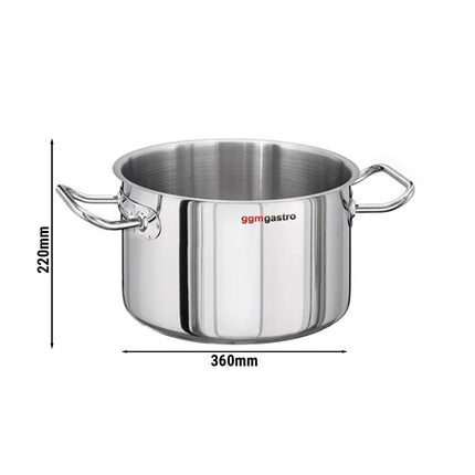 GGM Gastro Medium Stock Pot - Stainless Steel - 23L - Ø 360mm - Height: 220mm - Induction Compatible