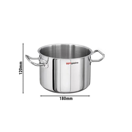 GGM Gastro Medium Stock Pot - Stainless Steel - 3L - Ø 180mm - Height: 120mm - Induction Compatible