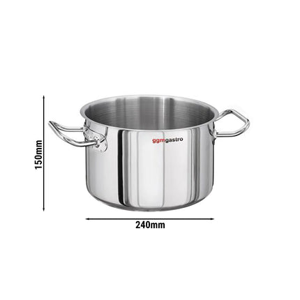GGM Gastro Medium Stock Pot - - Stainless Steel - 7L - Ø 240mm - Height: 150mm - Induction Compatible
