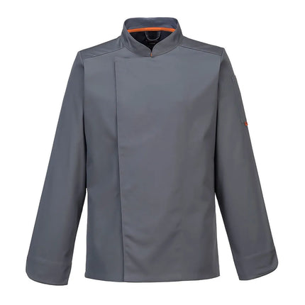 GGM Gastro MeshAir Pro Unisex Chef Jacket - Long Sleeve - Grey - Size: L