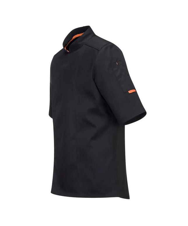 GGM Gastro MeshAir Pro Unisex Chef Jacket - Short Sleeve - Black - Size: L