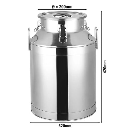 GGM Gastro Milk can with lid - 25L - Stainless steel - CE-stamped