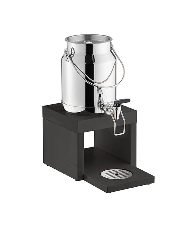 GGM Gastro Milk Dispenser - BRIDGE - stainless-steel dispenser with beech stand & self-close tap - 3 Litres - Stainless steel - incl. ice pack in stand base & touchless adaptor