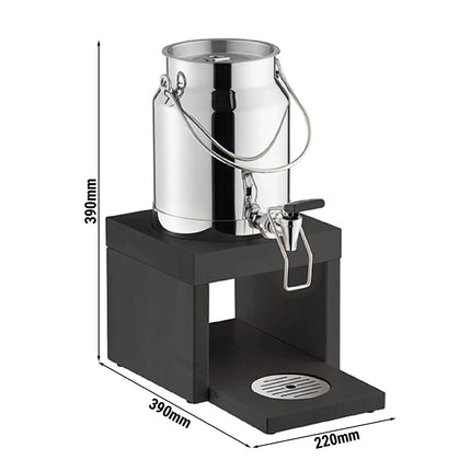 GGM Gastro Milk Dispenser - BRIDGE - stainless-steel dispenser with beech stand & self-close tap - 3 Litres - Stainless steel - incl. ice pack in stand base & touchless adaptor
