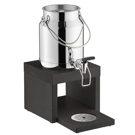GGM Gastro Milk Dispenser - BRIDGE - stainless-steel dispenser with beech stand & self-close tap - 3 Litres - Stainless steel - incl. ice pack in stand base & touchless adaptor