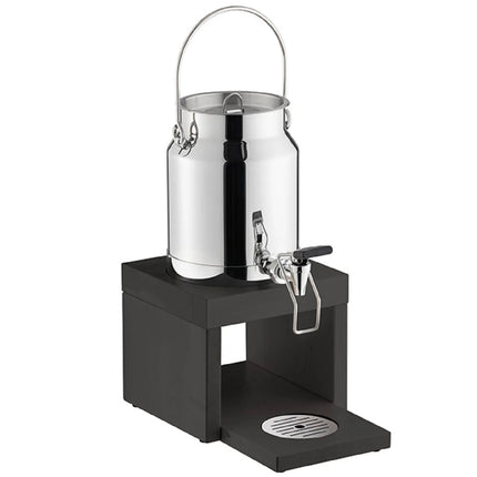 GGM Gastro Milk Dispenser - BRIDGE - stainless-steel dispenser with beech stand & self-close tap - 3 Litres - Stainless steel - incl. ice pack in stand base & touchless adaptor