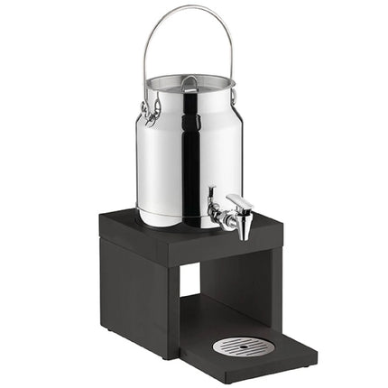 GGM Gastro Milk Dispenser - BRIDGE - stainless-steel dispenser with beech stand & self-close tap - 3 Litres - Stainless steel - incl. ice pack in stand base & touchless adaptor