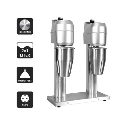 GGM Gastro Milkshake & Drinks Mixer ECO - twin spindle - 2x 1 litre - 2x 300 Watt - Variable speed