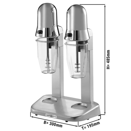 GGM Gastro Milkshake & Drinks Mixer PREMIUM - twin spindle - 2x 550 ml - 2x 100 Watt - 1 speeds