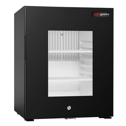 GGM Gastro Mini Bar Refrigerator - 402mm - 34L - with 1 glass door & lock | reversible hinges - Black - Double-glazed glass door