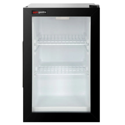 GGM Gastro Mini Bar Refrigerator - 440mm - 62L - with 1 glass door & reversible hinges - Black