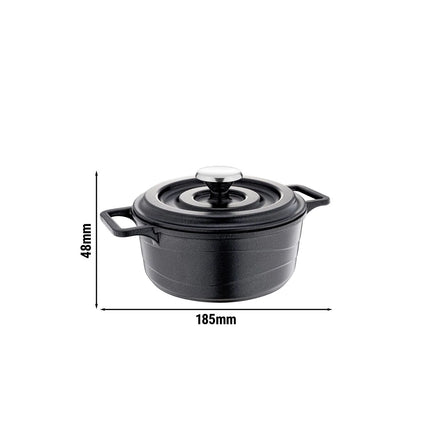 GGM Gastro Mini Cast Aluminium Frying Pan - Ø 140mm - Height: 48mm - Non-stick - with cast lid - Black - suitable for all hob types including induction