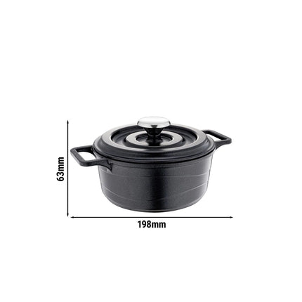 GGM Gastro Mini Cast Aluminium Frying Pan - Ø 140mm - Height: 63mm - Non-stick - with cast lid - Black - suitable for all hob types including induction