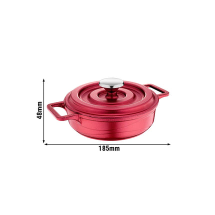 GGM Gastro Mini Cast Aluminium Frying Pan - Height: 48mm - Non-stick - with cast lid - Red - suitable for all hob types including induction