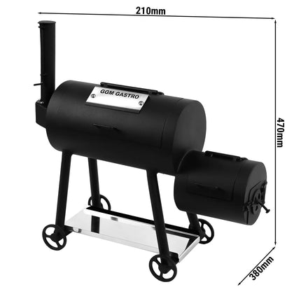 GGM Gastro Mini Smoker Oven - Manual - with 1 Racks - 450x165mm - on Wheels - Black